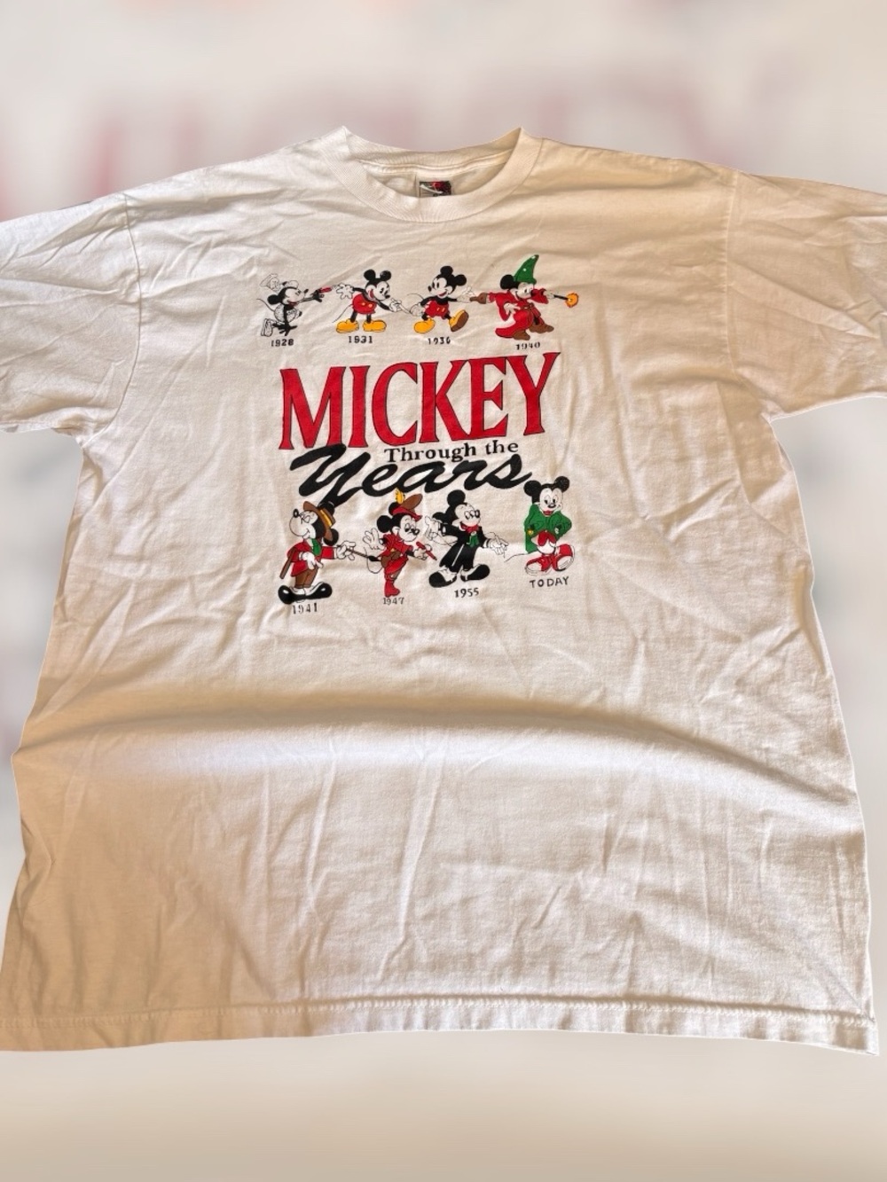 Rare 1990s Vintage Mickey Mouse Through The Years T-Shirt XL